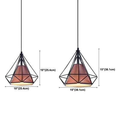 1-Light Suspension Pendant Contemporary Style Diamond Shape Metal Hanging Ceiling Light