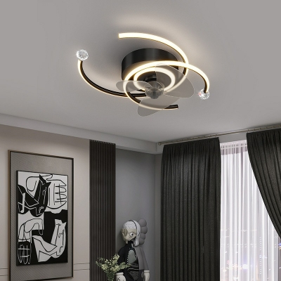 3 Light Contemporary Ceiling Fan Circle Acrylic Ceiling Fan for Bedroom