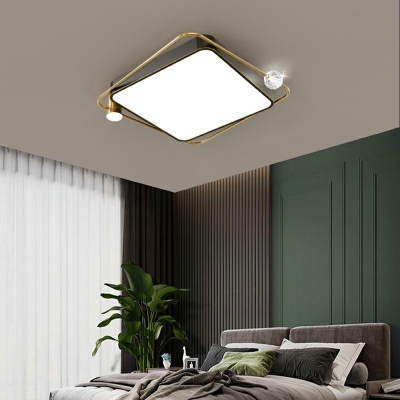 3-Light Flush Light Fixtures Traditional Style Geometric Shape Metal Ceiling Mount Chandelier