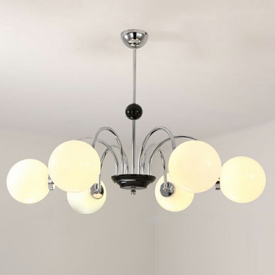 6-Light Hanging Light Fixtures Minimalism Style Ball Shape Metal Chandelier Lights