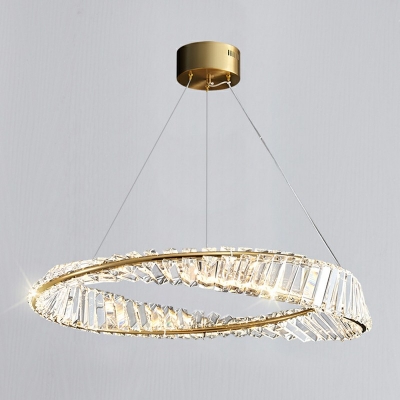 Contemporary Crystal Chandelier Lamp Circle Shaped Chandelier Light for Living Room