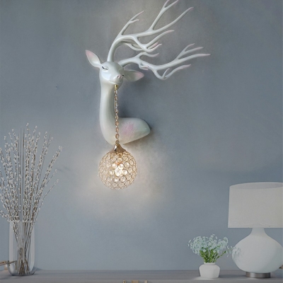 Crystal Wall Lamp 1 Light Globe Shade Wall Light for Living Room