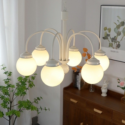 Globe Glass Chandelier Lighting Fixtures Minimalism Hanging Ceiling Light for Living Room