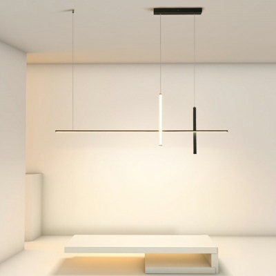 LED Minimalist Island Lamp Strip  Nordic Iron Pendant Light