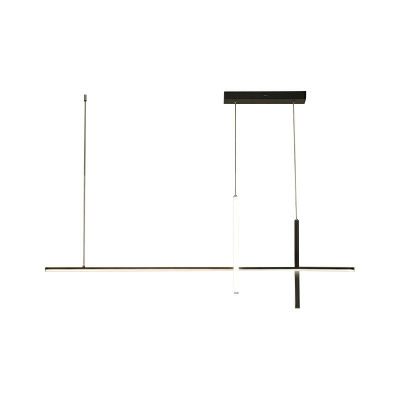 Minimalism Hanging Island Lights Modern Led Linear Hanging Pendant Lights for Dining Room, in White / Black