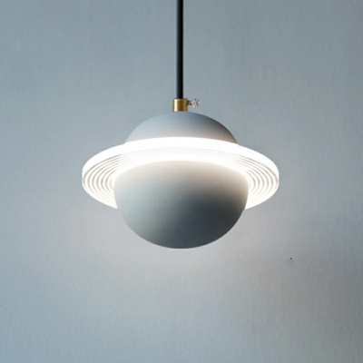 Modern Style Orbit Hanging Pendant Light Stone 1-Light Pendant Light in Grey
