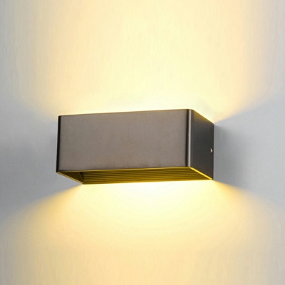Modern Style Rectangular Wall Sconce Lights Metal 2-Lights Wall Sconce in Black