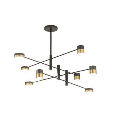 Postmodern Style Pendant Light Black Metal Acrylic Cylinder Chandelier Light for Living Room