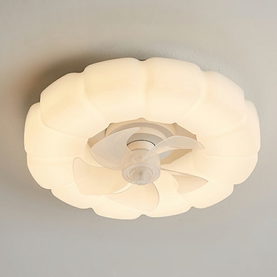 White Flush Light Fixtures Modern Style Plastic Flush Mount Fan Lamps for Living Room