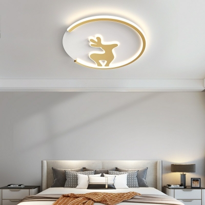 1-Light Flush Light Fixtures Contemporary Style Geometric Shape Metal Ceiling Mount Chandelier