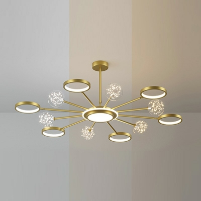 12 Lights Global Chandelier Light Modern Style Glass Chandelier Light Fixture in Gold