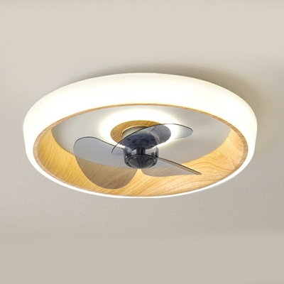 2 Light Contemporary Ceiling Fan Round Acrylic Ceiling Fan for Bedroom