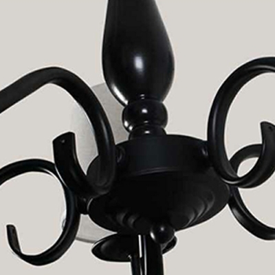 Black Vintage Chandelier Lighting Fixtures Traditional Fabric Suspension Light
