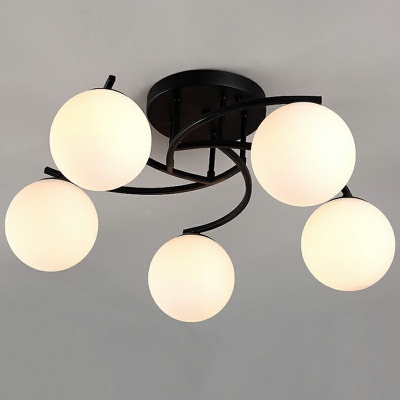 Contemporary Style Ceiling Light Glass Shade Ceiling Fixture for Living Room