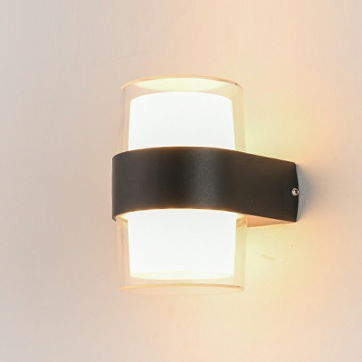Cylinder Wall Mounted Lighting Modern Style Metal 1-Light Sconce Light in Black