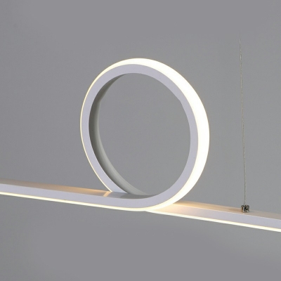 LED Minimalist Island Light Strip Shape Wrought Iron Chandelier for Living Room