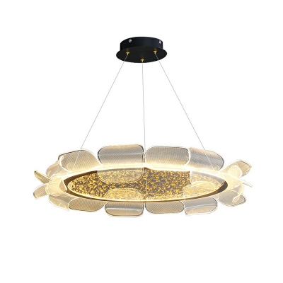 1-Light Hanging Light Fixtures Minimalism Style Round Shape Metal Chandelier Lights
