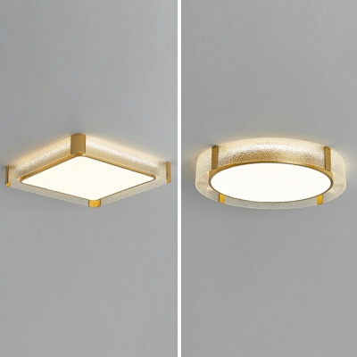 1-Light Semi Mount Lighting Traditional Style Geometric Shape Metal Ceiling Mounted Light