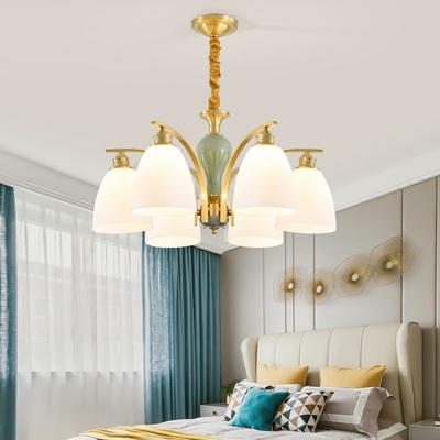 6-Light Hanging Light Fixtures Minimalism Style Bell Shape Metal Chandelier Lights