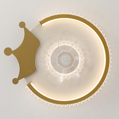 Acrylic Fan Lighting LED Contemporary Flush Mount Ceiling Fan in Gold