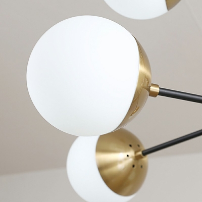Contemporary Sputnik Chandelier Lamp White Glass Chandelier Light for Living Room