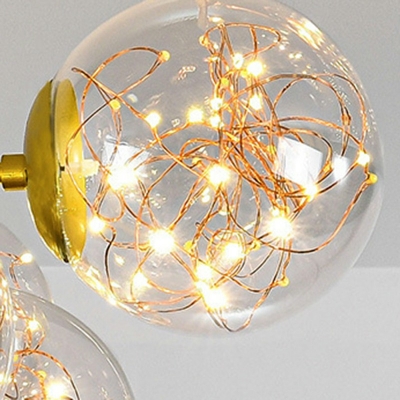 Gold Chandelier Lighting Fixtures with Gypsophila Glass Shade led 12.6