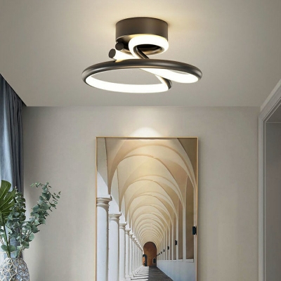 Hoop Shaped Flush Mount Minimalism Metal LED Ceiling Light in White Light /Third Gear for Bedroom