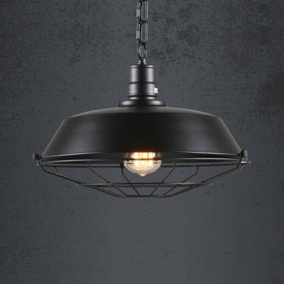 Industrial Style Wrought Iron Single Ceiling Pendant Simple Iron Frame Pendant Light for Dining Room