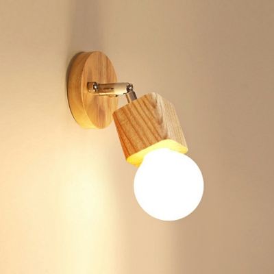 Nordic Style Strip Wall Light Wood Glass Wall Sconces for Bathroom