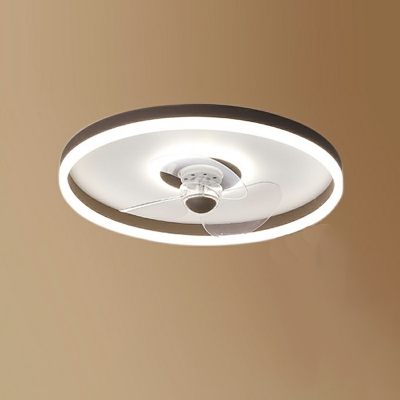 Simple Flush Mount Fan Lighting LED Modern Flush Mount Ceiling Fan for Bedroom