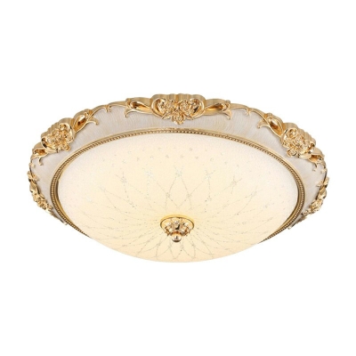 Traditional Style Dome Flush Light Fixtures Glass 1-Light Flush Mount Lighting Fixtures in Gold