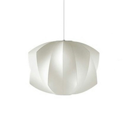 1 Head Cocoon Fibe Ceiling Pendant Lamp Contemporary White Fabric Art Deco Suspended Light