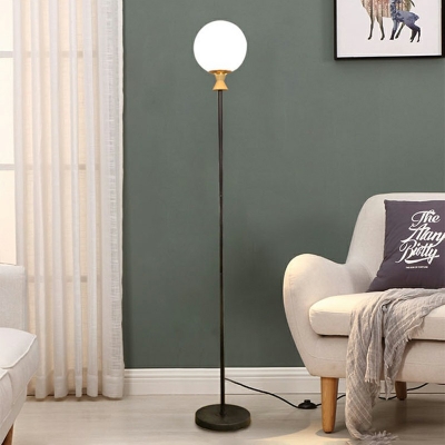 1-Light Floor Lights Minimalism Style Globe Shape Metal Stand Up Lamps