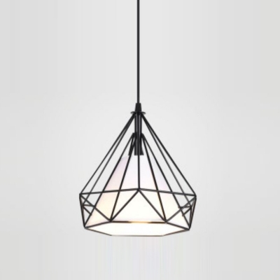 1-Light Suspension Pendant Contemporary Style Diamond Shape Metal Hanging Ceiling Light