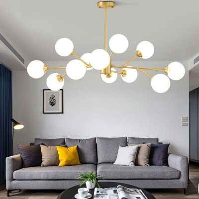 18-Light Hanging Light Fixtures Contemporary Style Ball Shape Metal Chandelier Lights