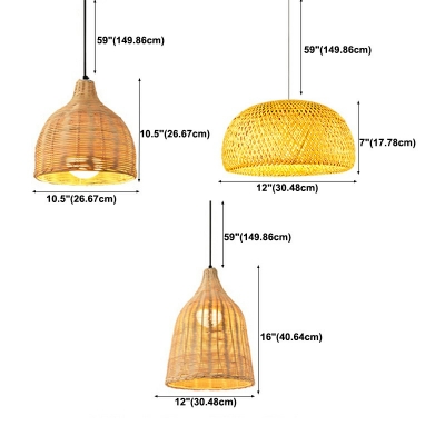 Bamboo 1 Light Modern Pendant Light Fixtures Minimalism Down Lighting for Dinning Room