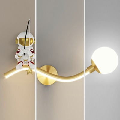 Bedroom Creative Wall Lighting Fixtures Cartoon Astronaut 3D Moon Wall Light Sconce