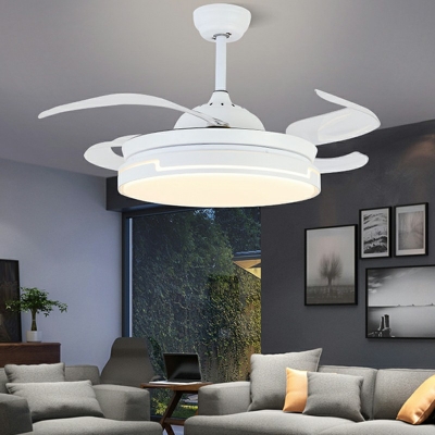 Contemporary Semi Flush Mount Ceiling Fan with Acrylic Shade Fan Lighting for Bedroom