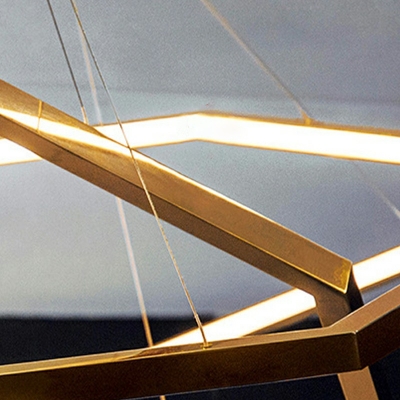 Inner Ring Chandelier Light Fixture Modern Style Multilayer Metal Chandelier Light in Gold