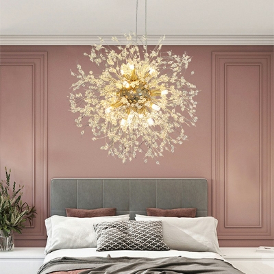 Modern Chandelier Lighting Fixtures Crysatl and Metal Multi Pendant Light for Living Room