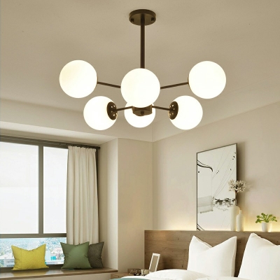 Modern Style Sputnik Chandelier Lamp White Glass Chandelier Light for Living Room