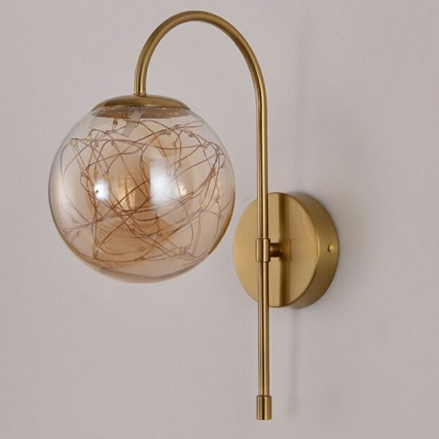 1-Light Sconce Light Contemporary Style Globe Shape Metal Wall Mounted Lights