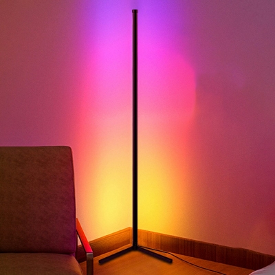 1-Light Stand Up Lamp Contemporary Style Linear Shape Metal Floor Standing Lamps