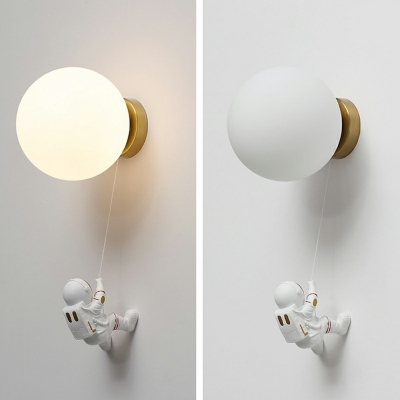 1-Light Wall Lighting Contemporary Style Globe Shape Metal Sconce Light Fixtures