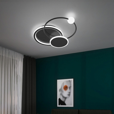 3 Light Contemporary Ceiling Light Circle Acrylic Ceiling Fixture in Black