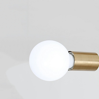 5-Light Hanging Light Fixtures Minimalism Style Exposed Bulb Shape Metal Chandelier Lights