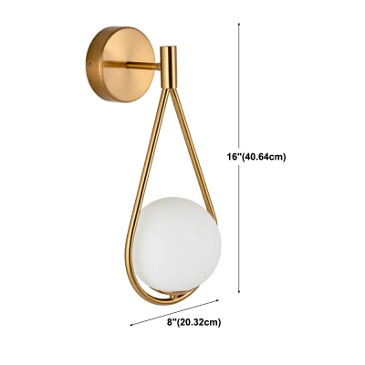 Contemporary Milky Glass Round Wall Mount Lamp 1 Head White Light Bedroom Wall Sconce Light