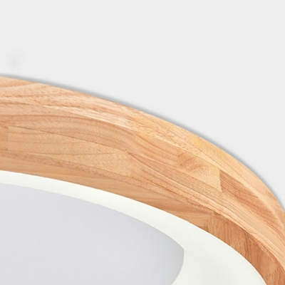 Contemporary Round Flush Mount Light Fixtures Acrylic and Wood Led Flush Light