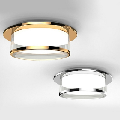 Glass Cylinder LED Ceiling Light Modern Flush Mount for Living Room