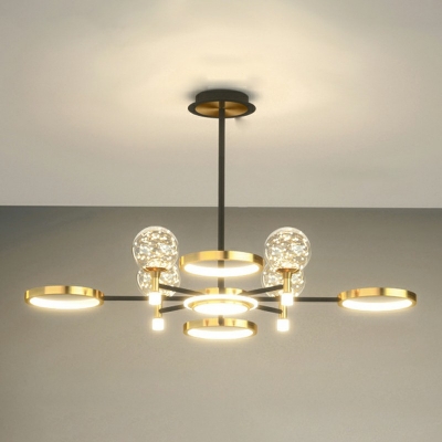 Glass Globe Chandelier Lighting Fixtures Modern Style 10 Lights Chandelier Pendant Light in Gold